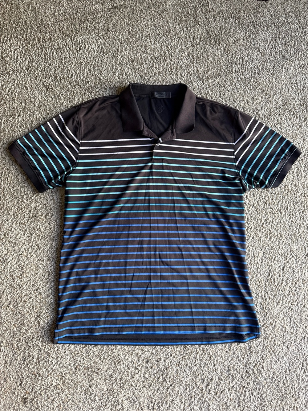 G/Fore Mens Blue Striped Golf S/S Polo Shirt Large (Scorched)